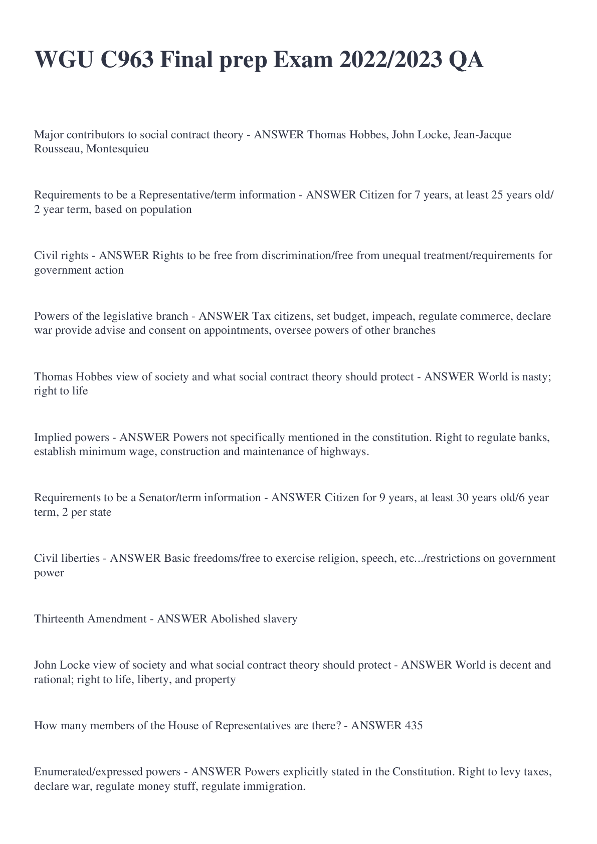 Preview image for WGU C963 Final prep Exam 2022/2023 QA